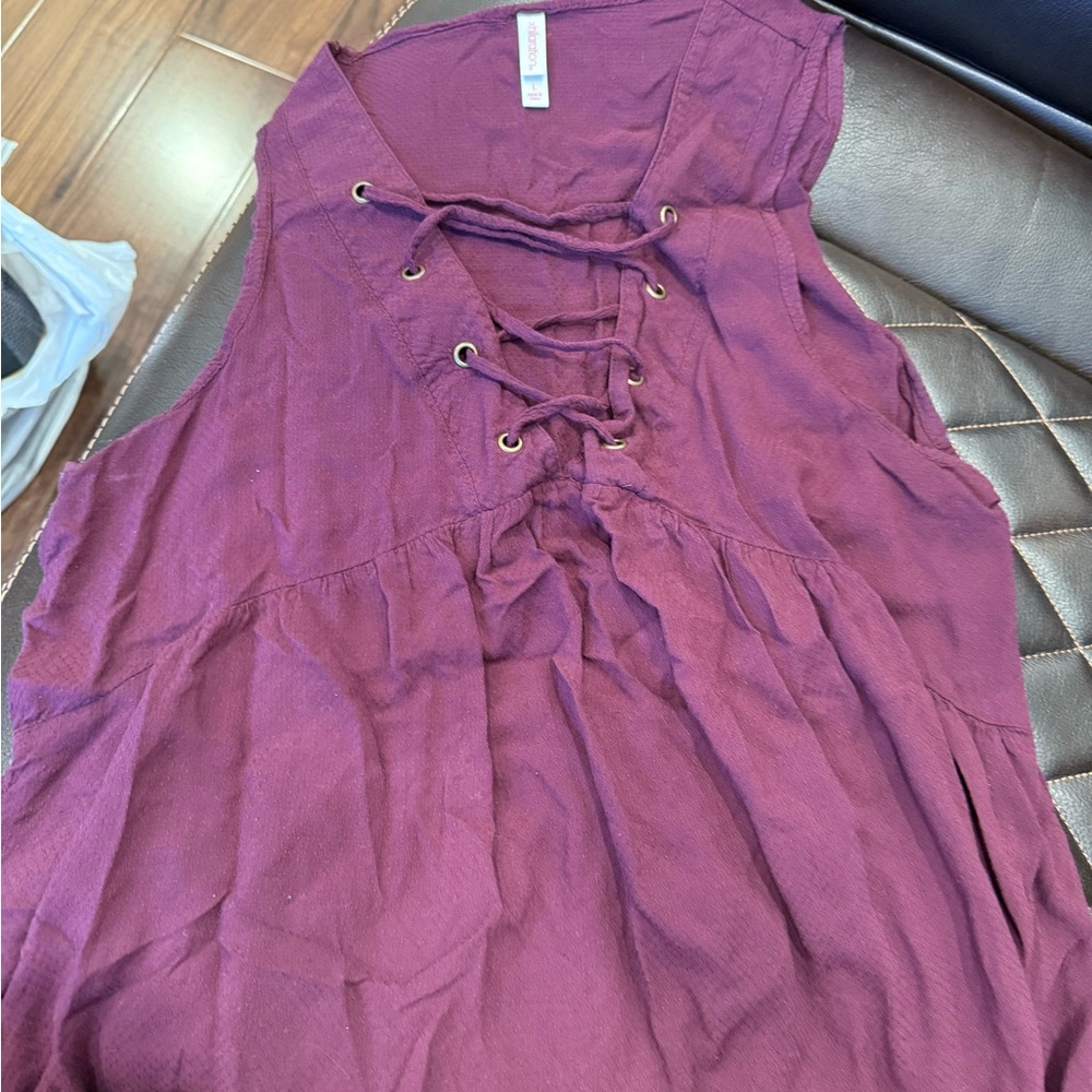 Xhilaration Plum Lace-Up Top